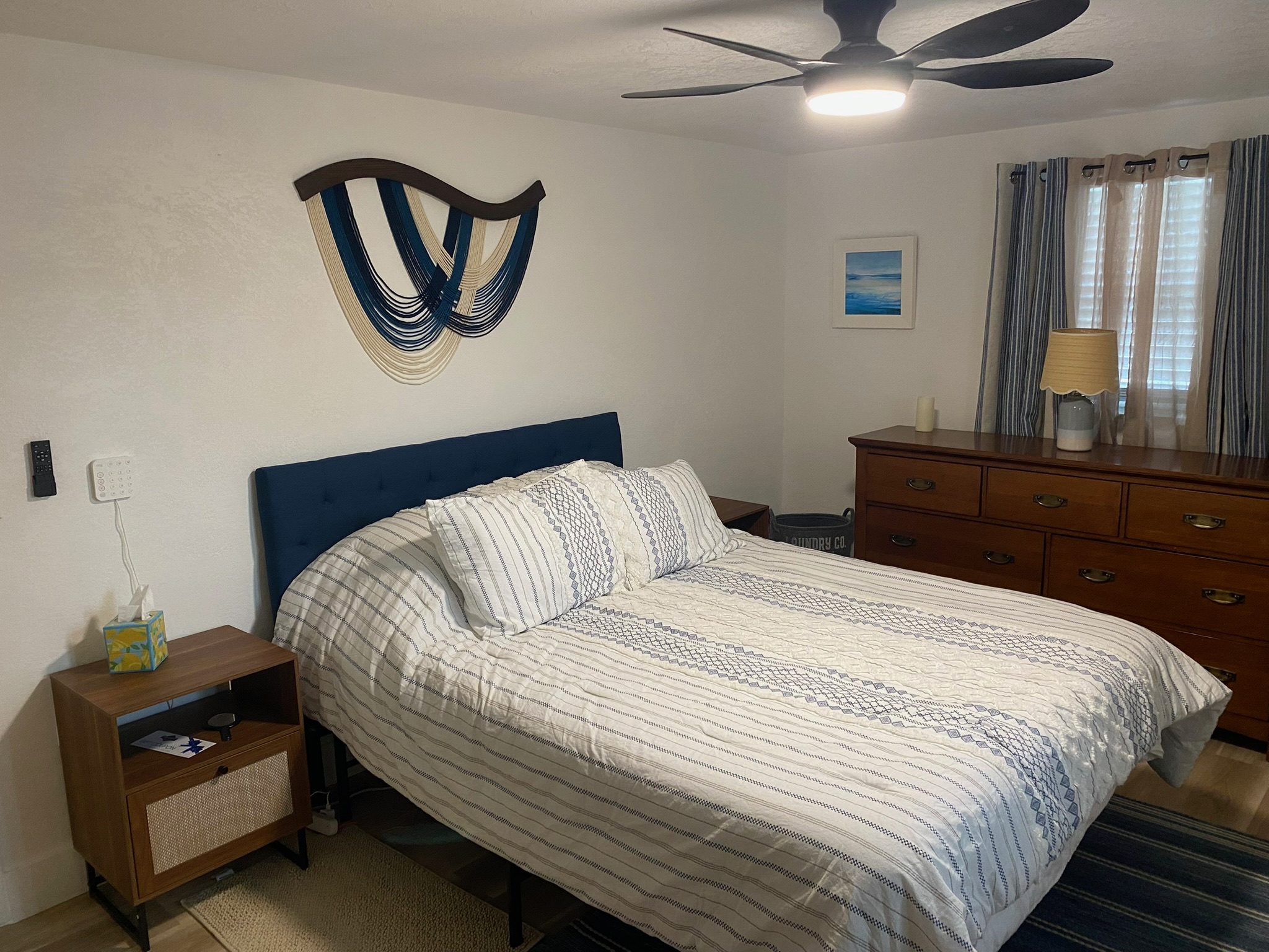 Comfortable bedroom with coastal decor